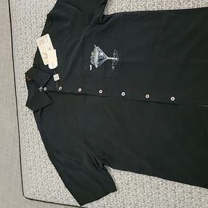 NEW BAMBOO CAY black shirt with designs. This short sleeve shirt, size small.